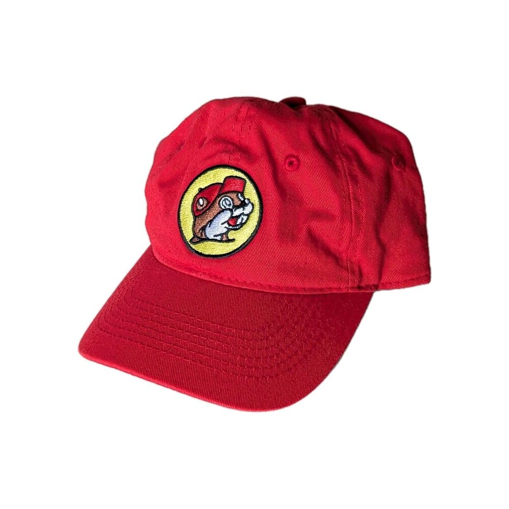 Buc-ee's Red Adjustable Youth Baseball Cap With Beaver Logo